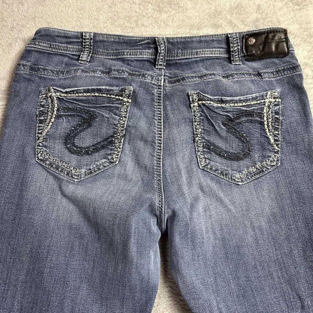 Silver Fluid Denim Suki Mid Capri Womens Jeans 14/23 Medium Wash Y2K